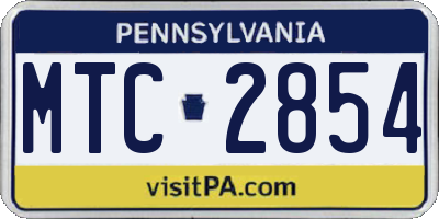 PA license plate MTC2854