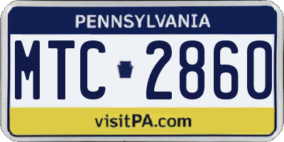 PA license plate MTC2860