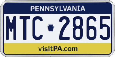 PA license plate MTC2865
