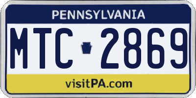 PA license plate MTC2869