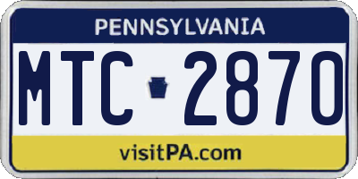 PA license plate MTC2870