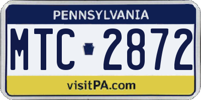 PA license plate MTC2872
