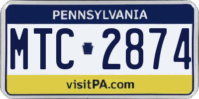 PA license plate MTC2874