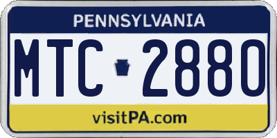 PA license plate MTC2880