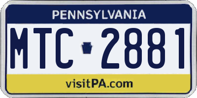 PA license plate MTC2881