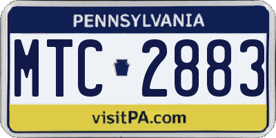 PA license plate MTC2883