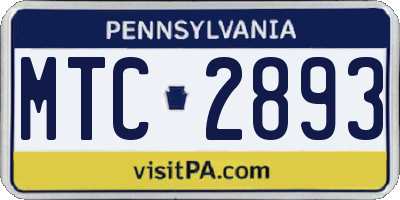 PA license plate MTC2893
