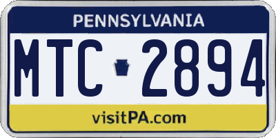 PA license plate MTC2894