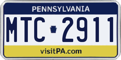 PA license plate MTC2911