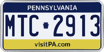PA license plate MTC2913
