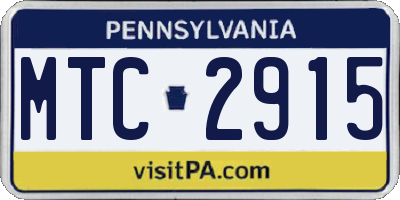 PA license plate MTC2915
