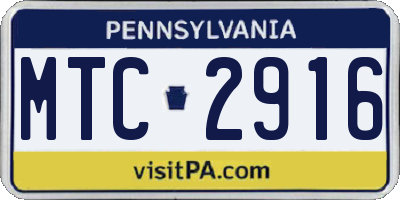 PA license plate MTC2916