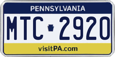 PA license plate MTC2920
