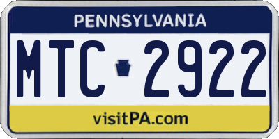 PA license plate MTC2922