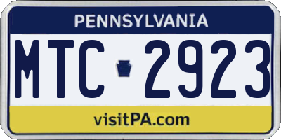 PA license plate MTC2923