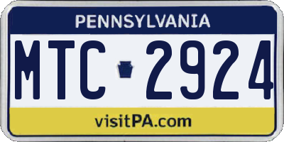 PA license plate MTC2924
