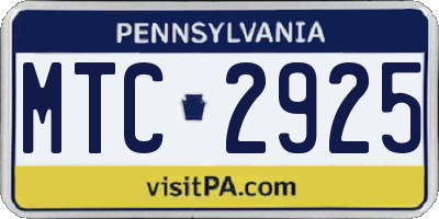 PA license plate MTC2925