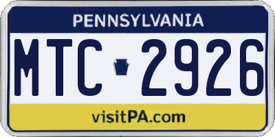 PA license plate MTC2926