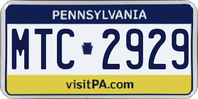 PA license plate MTC2929
