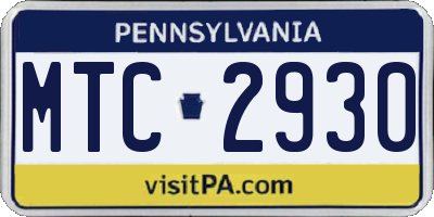 PA license plate MTC2930