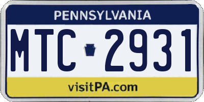 PA license plate MTC2931
