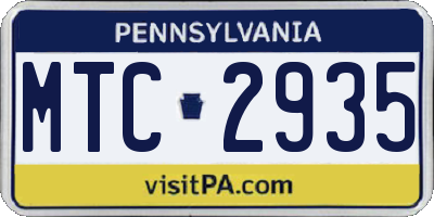 PA license plate MTC2935