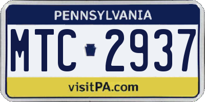 PA license plate MTC2937