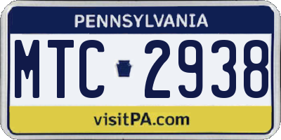 PA license plate MTC2938