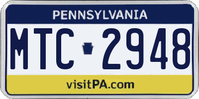 PA license plate MTC2948