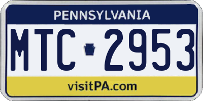 PA license plate MTC2953