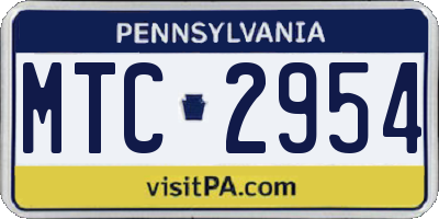 PA license plate MTC2954