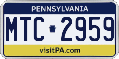 PA license plate MTC2959