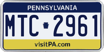 PA license plate MTC2961