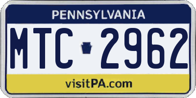 PA license plate MTC2962