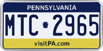 PA license plate MTC2965