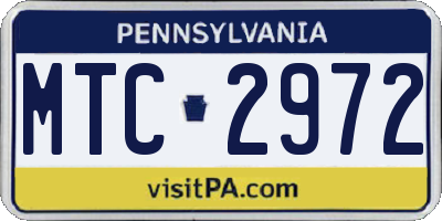 PA license plate MTC2972