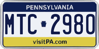PA license plate MTC2980