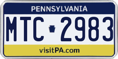 PA license plate MTC2983