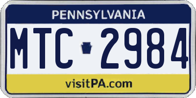 PA license plate MTC2984