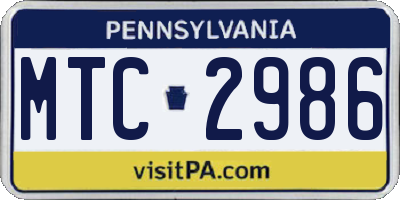 PA license plate MTC2986