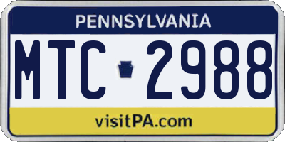 PA license plate MTC2988
