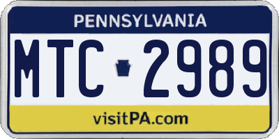 PA license plate MTC2989