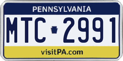PA license plate MTC2991