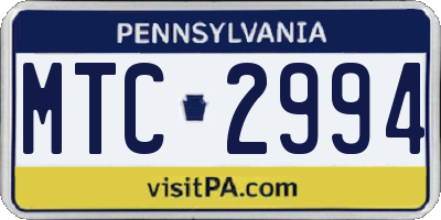 PA license plate MTC2994