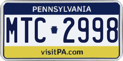 PA license plate MTC2998
