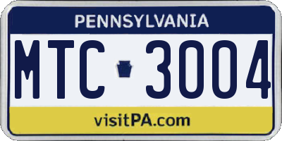 PA license plate MTC3004