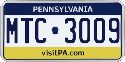 PA license plate MTC3009