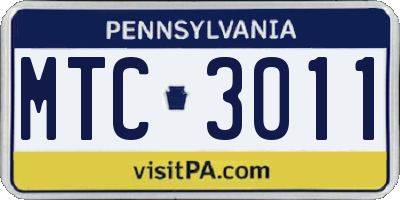 PA license plate MTC3011