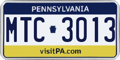 PA license plate MTC3013