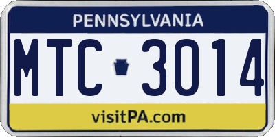 PA license plate MTC3014